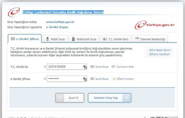 E devlet giriş işlemleri